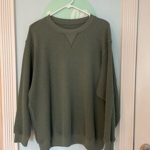 Aerie Olive Green Waffle Knit Sweatshirt